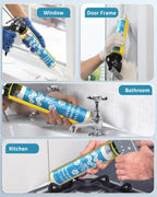 PAULINN 12 Packs Clear Silicone Sealant Waterproof 100% Silicone Caulk