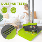 Broom and Standing Dustpan Set 50” Angle Broom with Long Handle Dust Pans for Kitchen Classroom Office Floor Sweeping-Green