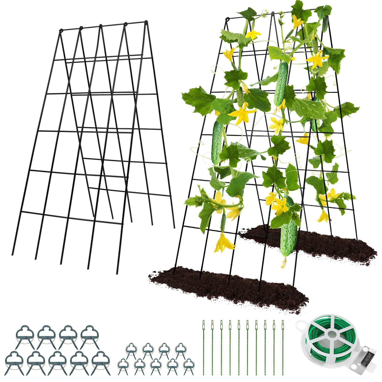 RIFNY Cucumber Trellis for Raised Bed, Garden Trellis 16.5 x 40 Inch, Black