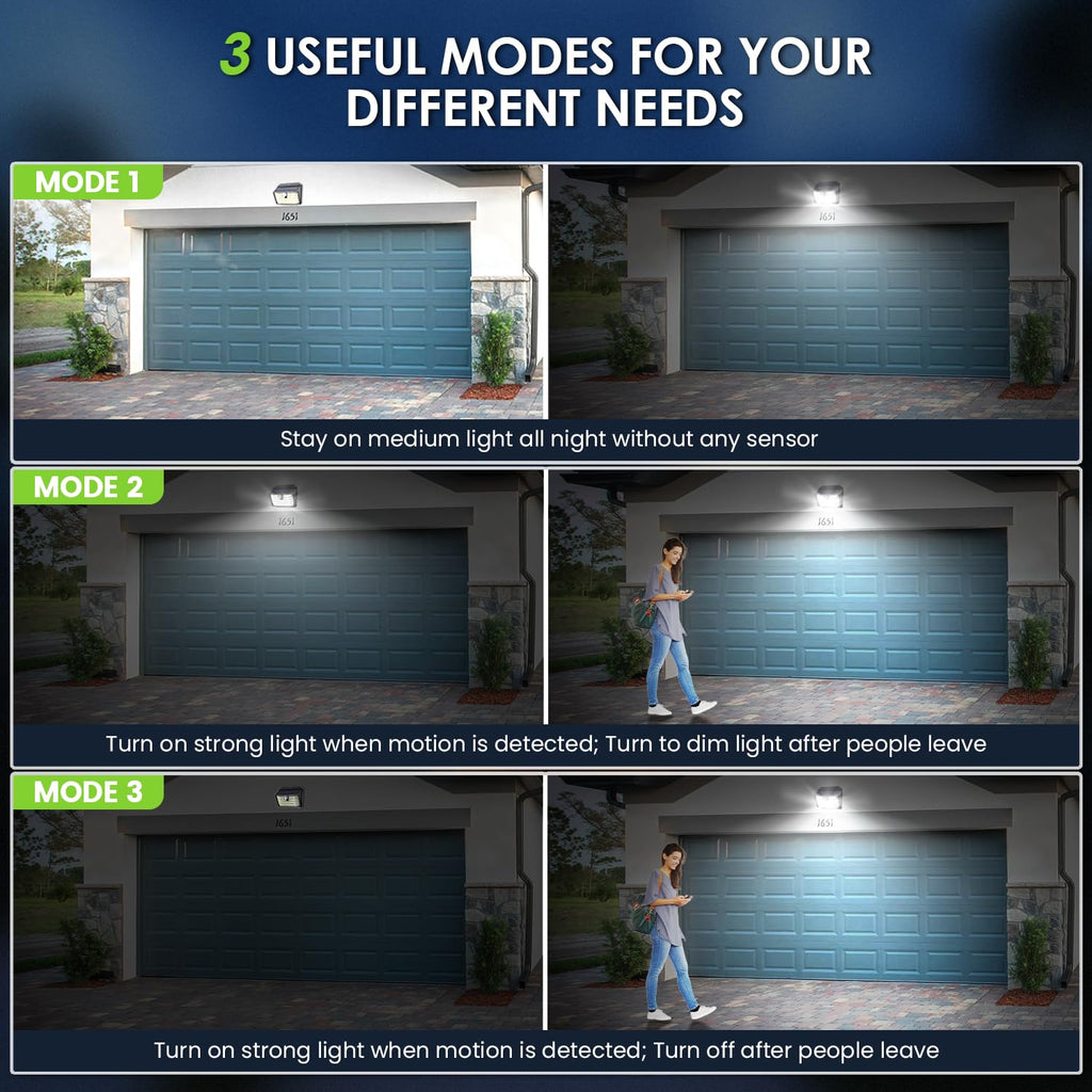 Solar Motion Lights Outdoor, Ultra Bright Solar Fence Lights with Motion Sensor, IP65 Waterproof Security Light 3 Modes, 270° Lighting Angle, Wall Lights for Deck Patio Fence Garage Door (6 Packs)