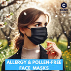 Cozzi Crafts Black Face Masks Disposable 100 Pack 3 Ply Facemask with White Inside, Dust & Allergy Mask, 3 Layer Adult Breathable