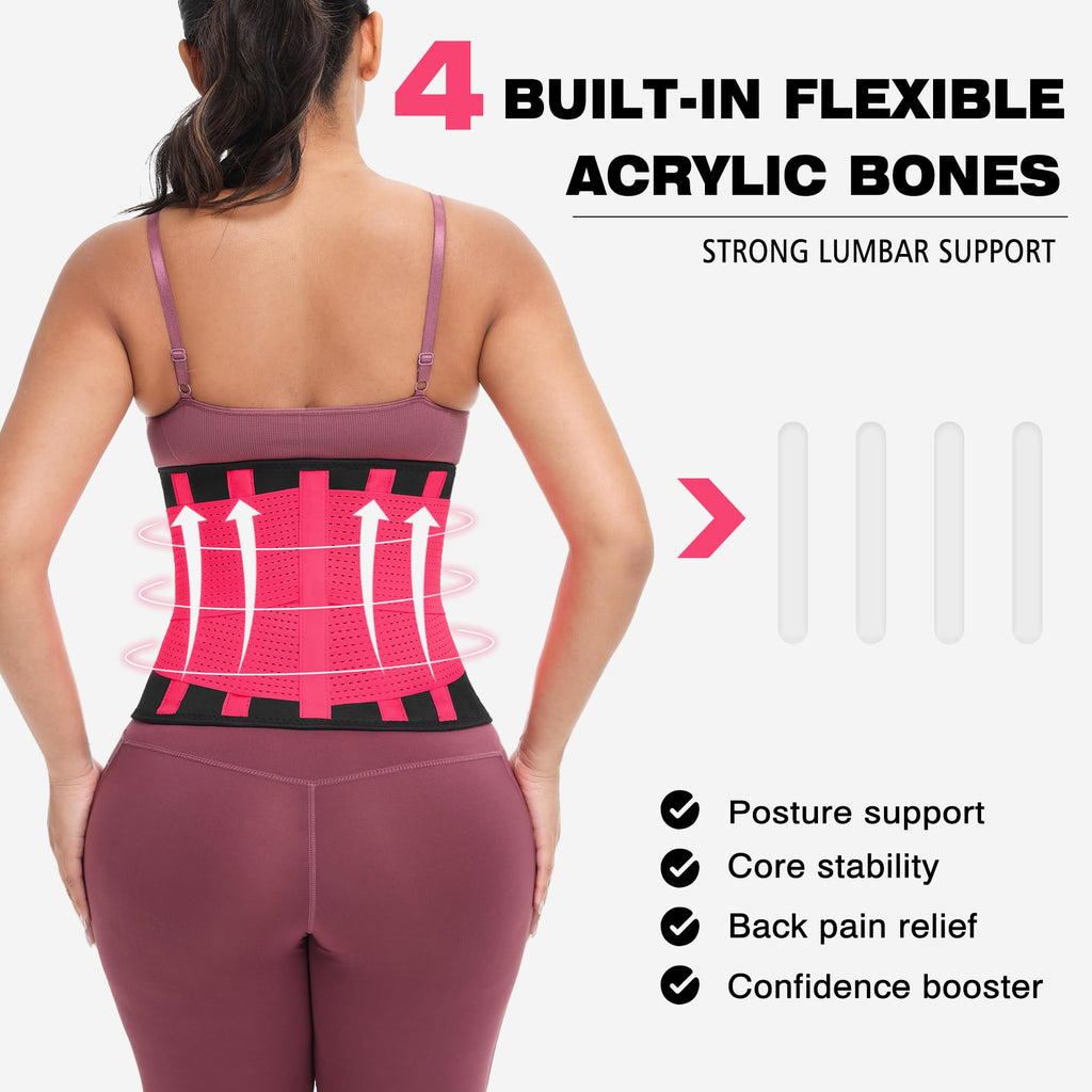 VENUZOR Waist Trainer Belt for Women - Waist Cincher Trimmer - Slimming Body Shaper Belt - Sport Girdle Belt (UP Graded)(Hot Pink,XX-Large)