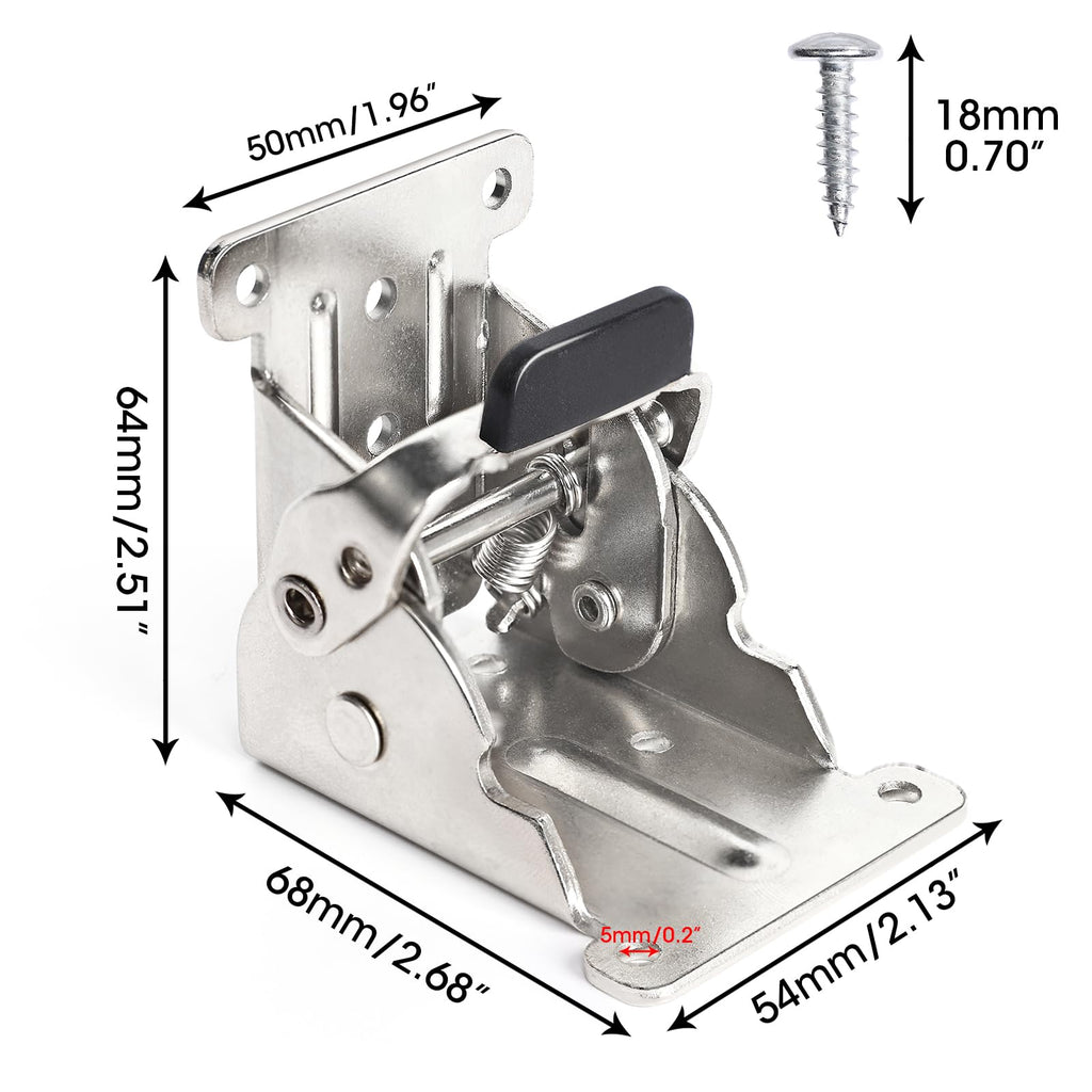 4 Pack Locking Hinge for Folding Leg Brackets,Heavy Duty Folding Brackets 90 Degree Self Locking Folding Hinge for Table Legs Furniture（Silver）