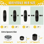 4.80/4.00-8 Wheelbarrow Tire Flat Free, 16'' Tire and Wheel 330LB Load Capacity, with 5/8" & 3/4" Bearings, 3''-4''-6''-7'' Adjustable Hub for Garden Cart, Hand Truck, Trolley, Wagon, 2 Pack