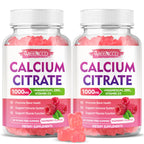 2 Pack Calcium Citrate Gummies 1000mg w/Vitamin D3, High Absorption Calcium Gummies for Women & Men, Plus Magnesium, Potassium, Zinc for Muscle & Immune Support, Raspberry Flavor, 120 Count