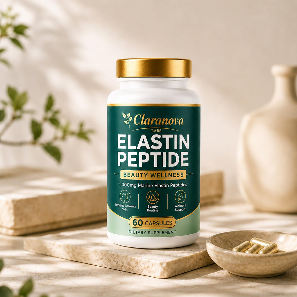 QUZOYU Claranova Labs Elastin Peptides, 1000mg Marine-Derived Peptide Formula, 60 Count