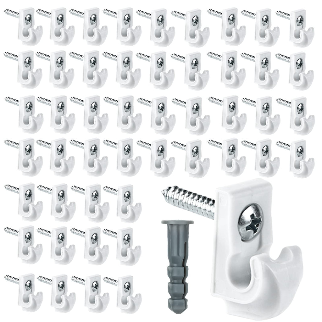 48 Pack White Down Wall Clip Closet Shelves Clips Wire Shelf Loop Clip Plastic Wire Shelf Brackets Included Clips Screws and Expansion Tubes for Wire Closet Shelving
