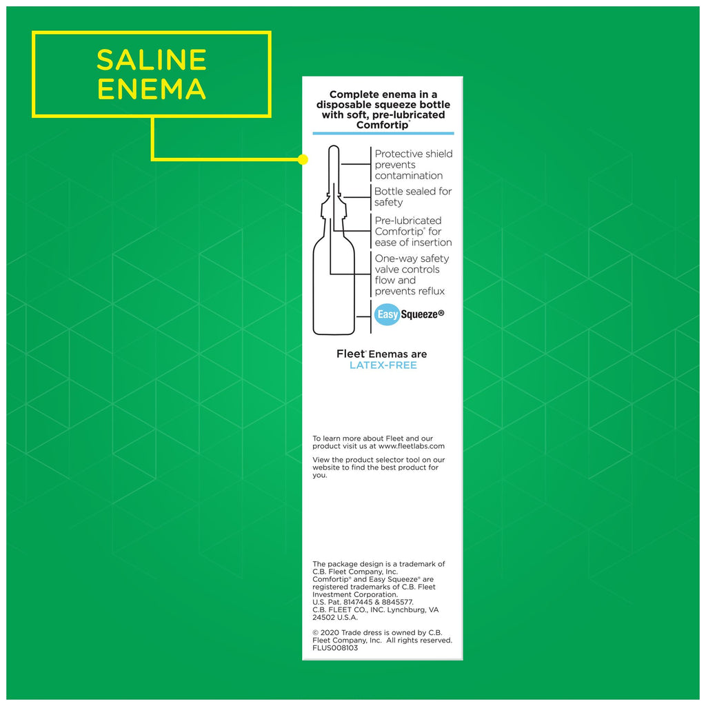 Fleet Laxative Saline Enemas for Constipation Relief for Adults, Extra Volume, 7.8 Fl Oz Each, Pack of 6 Bottles