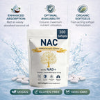Prspy The Standard Lab NAC 600mg Non-GMO, Gluten Free,Organic NAC Supplement N-Acetyl Cysteine Capsules with NAD+ for Cellular & Lung Health, 300 Softgels