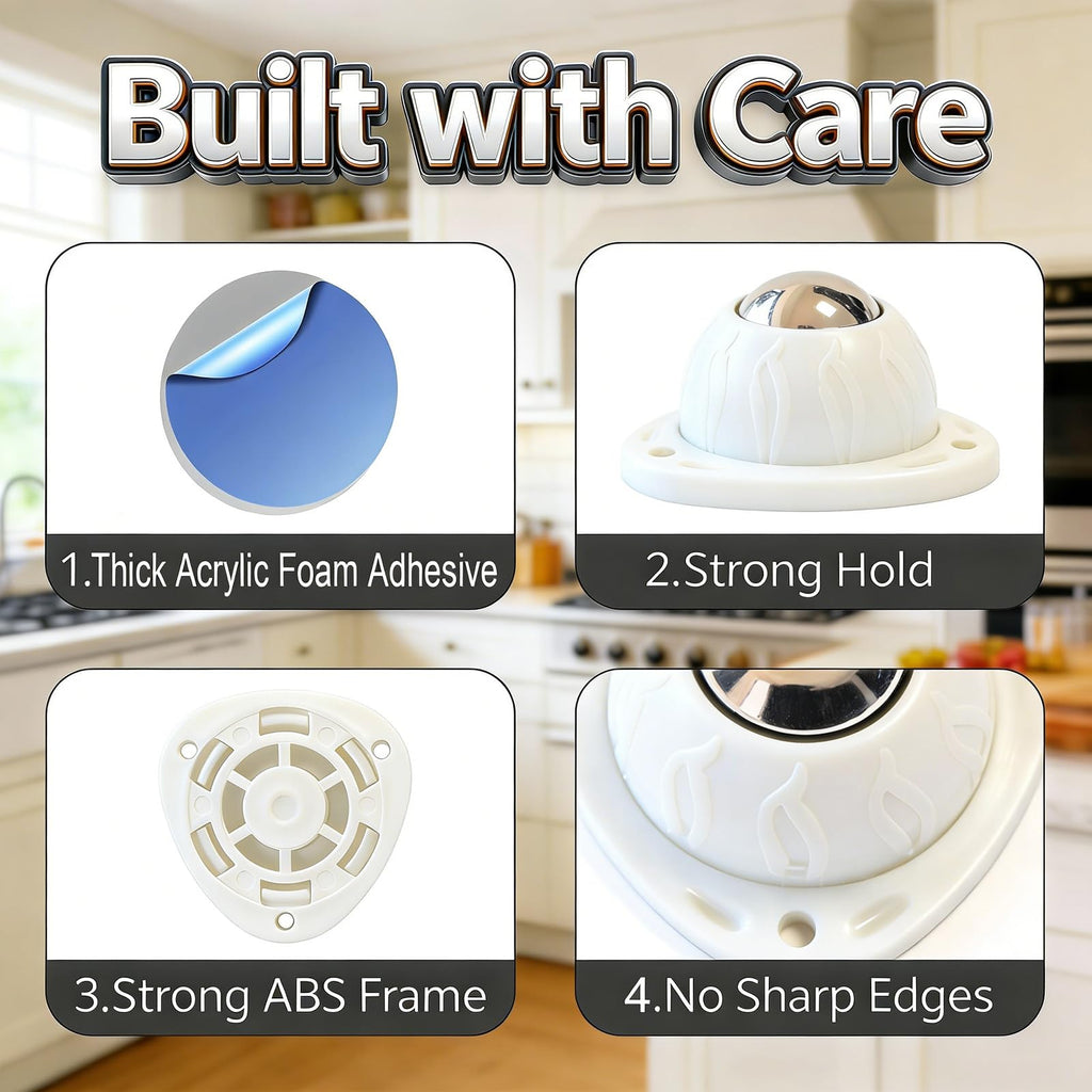 Heavy Duty Self Adhesive Furniture Casters 4 Pack Stick-On Swivel Wheels