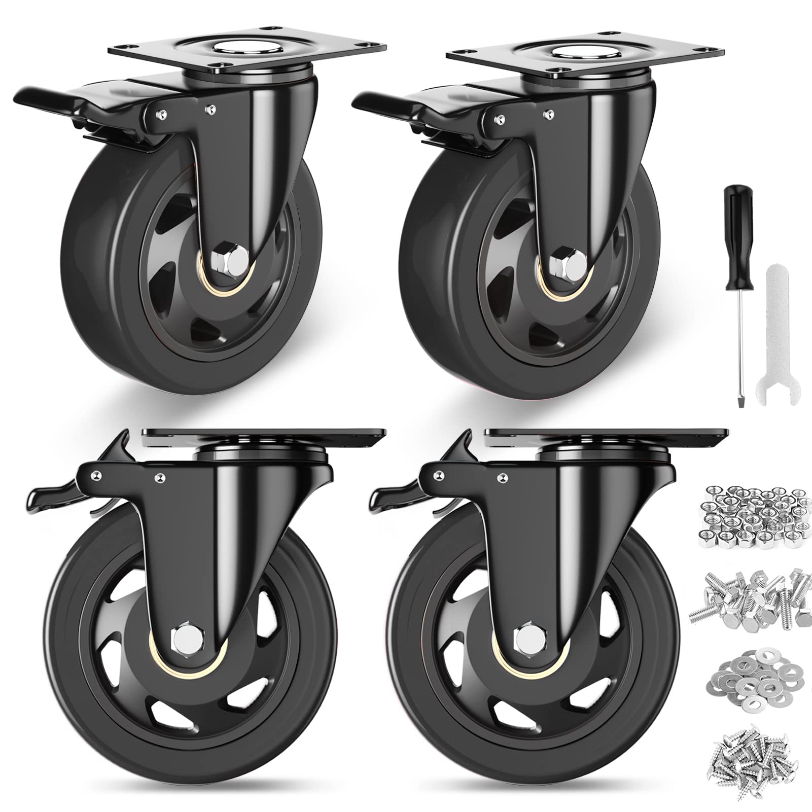 YUPEZOP 4 Inch Caster Wheels, Heavy Duty Casters Set of 4 with Brake