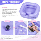 Cehim Inflatable Shampoo Basin - Portable Shampoo Bowl, Hair Washing Basin for Bedridden, Disabled,Injured, Hair Wash Tub for Dreadlocks and at Home Sink Washing (Light purple)