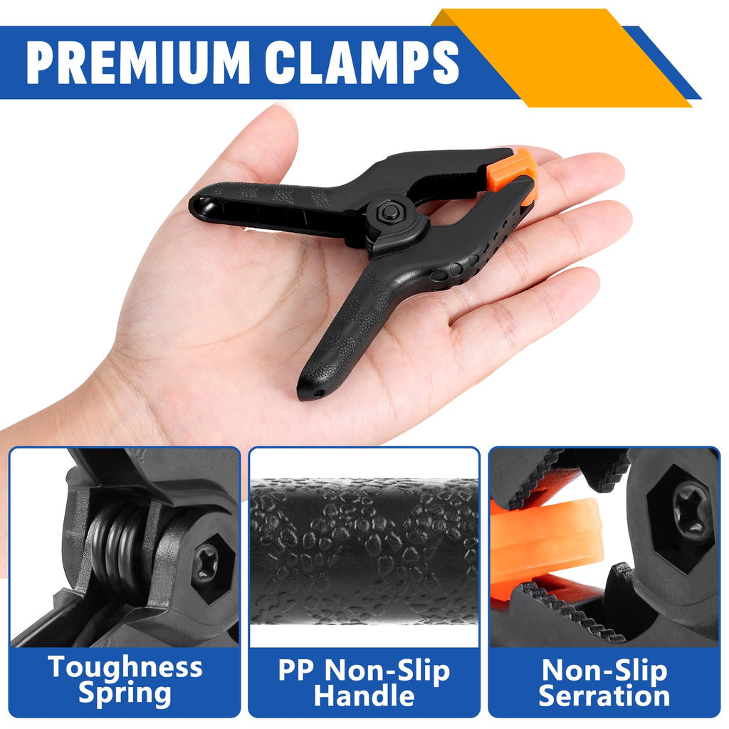 72 Pack 3.5 inch Plastic Spring Clamps, Black Heavy Duty Clips, Backdrop Clips, Plastic Clamps for Crafts, Backdrop Stand, Woodworking, Photography