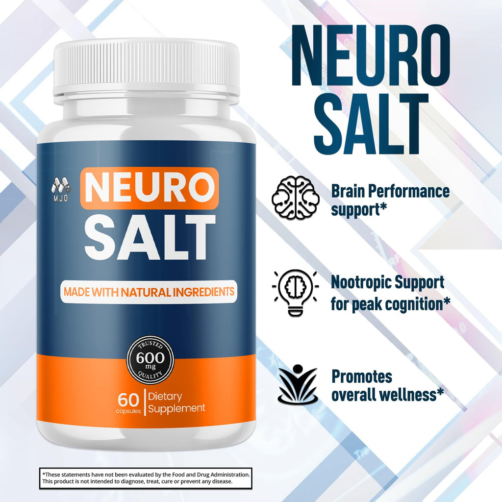 (3 Pack) Neuro Salt Capsules, NeuroSalt Pills with All Natural Ingredients, Advanced Neuro Salt Capsules Overall Health and Wellness Supplement Formula with Max Strength Multivitamin (180 Capsules)
