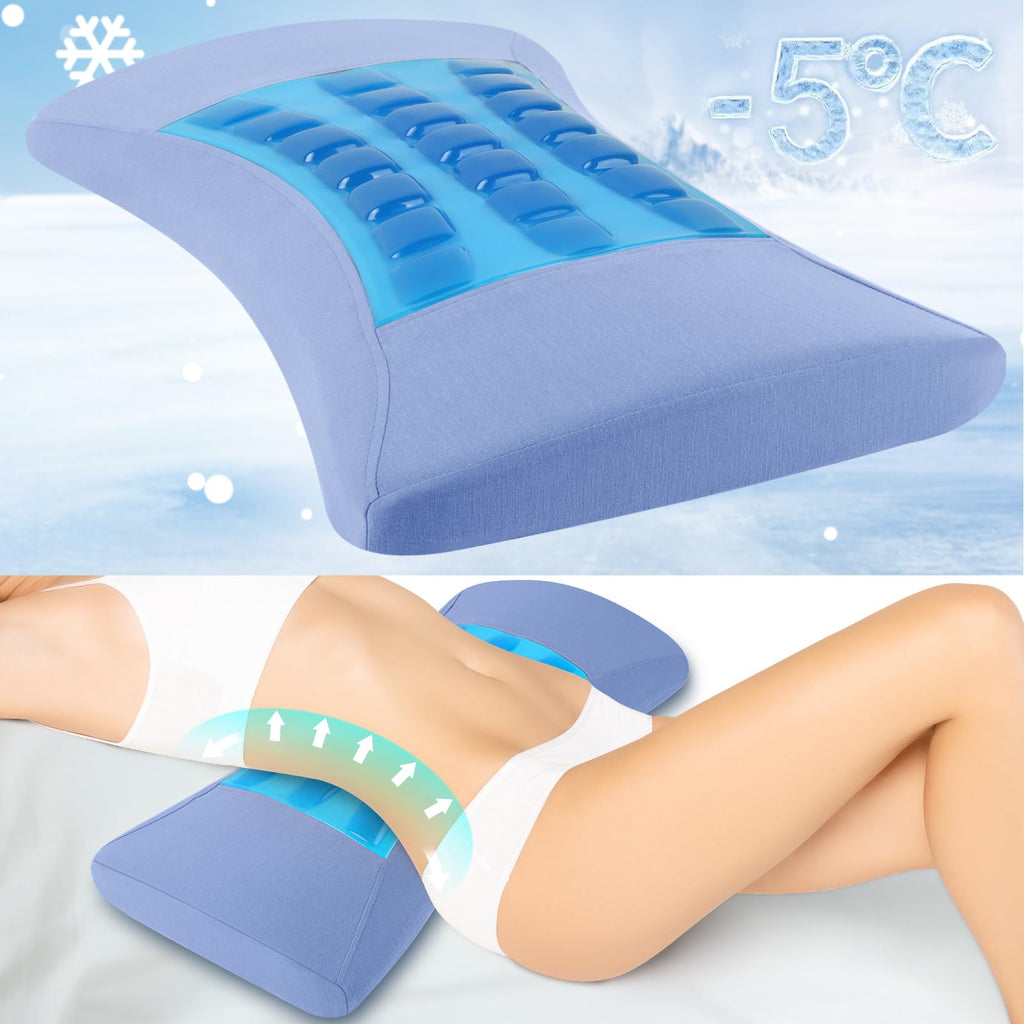 Poufs Lumbar Support Pillow for Bed Relief Back Pain: Lower Back Pillow for Sleeping - Memory Foam Waist Pillow - Back Wedge Bolster Pillow for Side, Back&Stomach Sleepers - Bed Rest Pillow