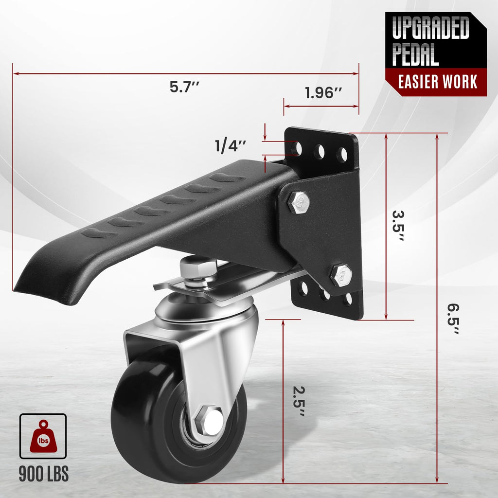 SPACECARE Workbench Casters Retractable Casters Kit 900Lbs, 4 Heavy Duty Casters Side Mounted All Steel Construction Urethane, Bonus Install Template, 4 Pack