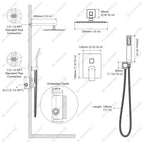 SR SUN RISE Polished Chrome Square Rainfall Shower Head and Handle Set, Wall Mounted Shower Fixtures, Metal Shower Faucet Trim Repair Kits (With Shower Valve)