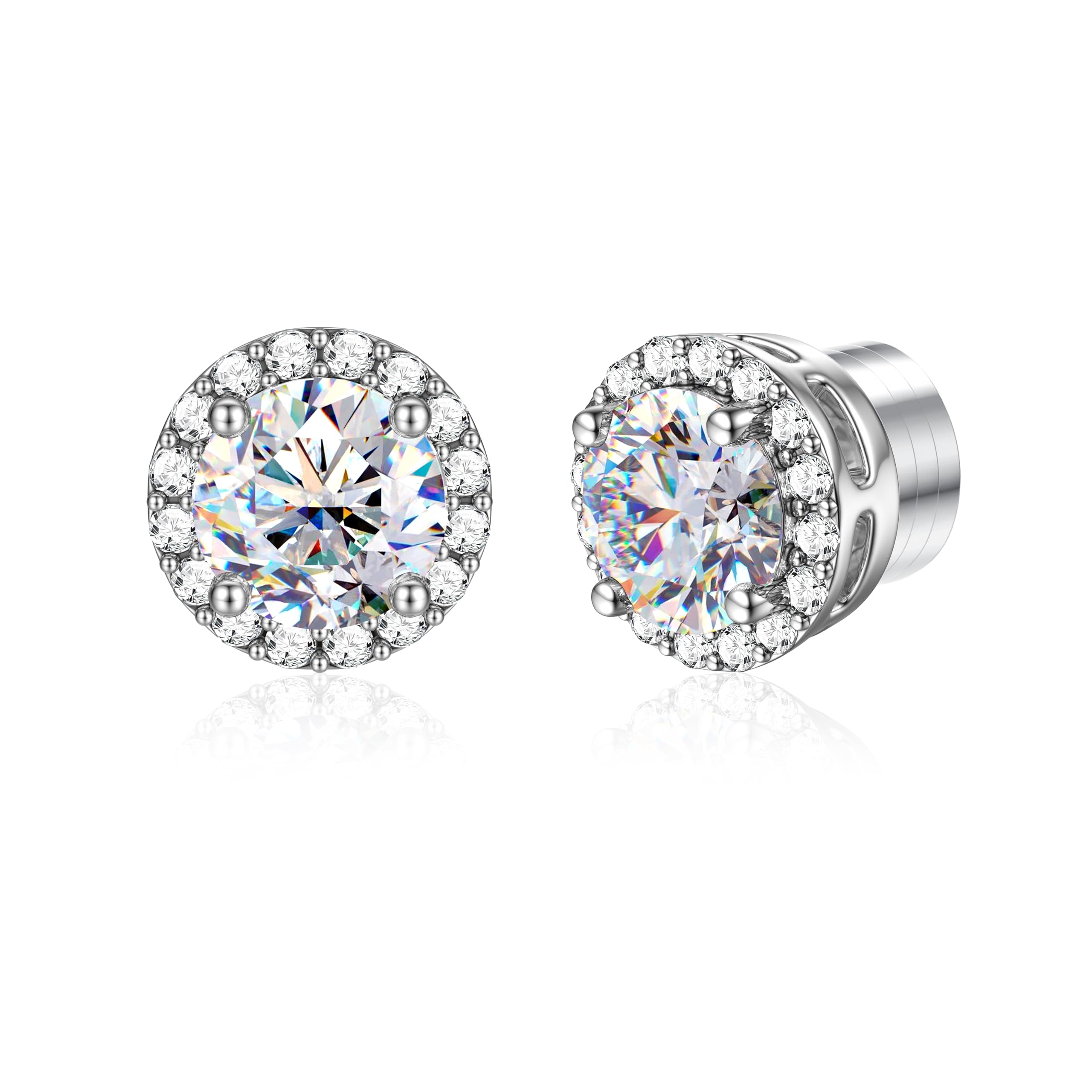 GEMQUEEN Moissanite Magnetic Earrings for Women Men Hypoallergenic, 1.6CT