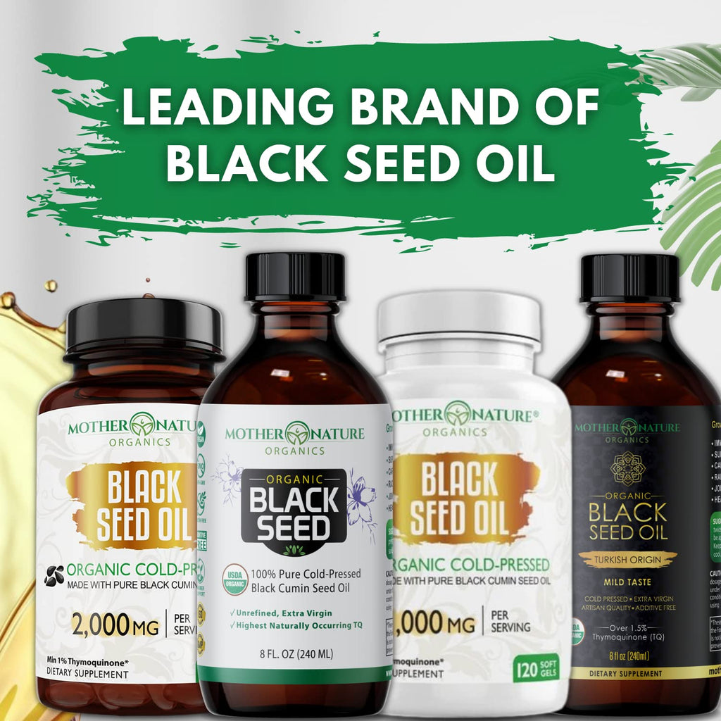 Black Seed Oil Capsules – Organic Cold Pressed Black Cumin Oil, High TQ Nigella Sativa, 1000mg per Capsule, 3 Month Supply - 180 Softgels