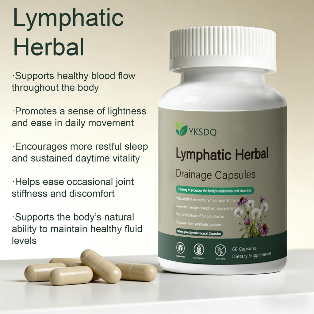 PKQLQ Lymph Drainage Capsules | Natural Detoxification Help Maintain the Healthy Fluid Balance of Both Women and Men, Promote Blood Virculation and Maintain Good Health. 60 Capsules (1)