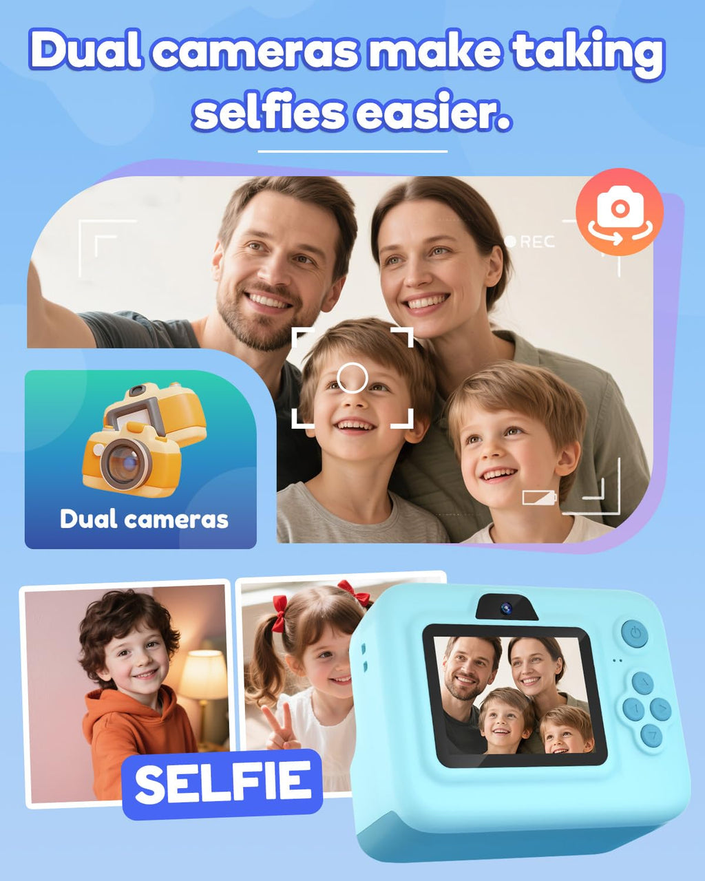 Dylanto Kids Camera Instant Print,1080P Kids Instant Cameras that Print Photos,Christmas Birthday Gifts for Girls Age 3-12,Portable Toy for 3 4 5 6 7 8 9 10 Year Old Girls Boys-Blue