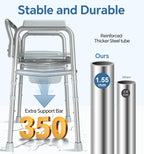 HOMLAND 3-in-1 Bedside Commode Chair with Sturdy Dual-Crossbar Support Construction, Stable Portable Commode Toilet with 7.5Qt Potty Bucket, 350 Lbs Bedside Commodes for Seniors, Silver