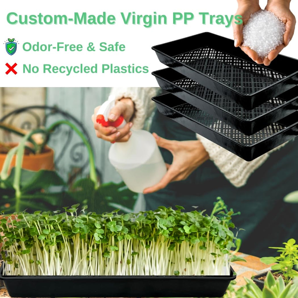 ILITING 1020 Trays Set - 5 Pack (10 Pcs) Durable 1020 Mesh Tray and No-Hole Tray, Ideal Soil Blocking Trays for Seedlings, Microgreens, and Hydroponics, Heavy-Duty