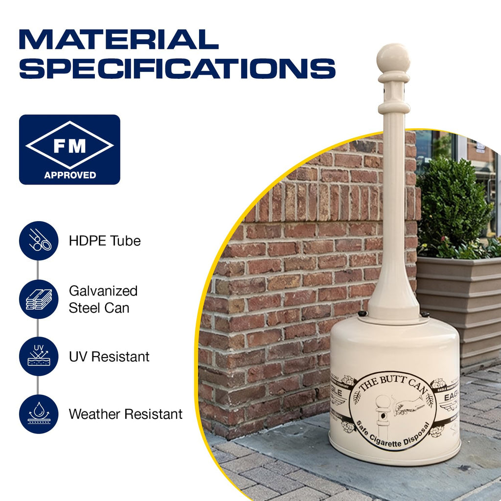 Eagle Cigarette Butt Receptacle, 5 Gallon Capacity, Beige