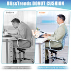 BlissTrends Donut Pillow Seat Cushion, Donut Chair Cushions for Postpartum Pregnancy & Hemorrhoids, Tailbone Pain Relief Cushion, Memory Foam Lifting Cushions for Office & home Chairs (Black, X-Large)