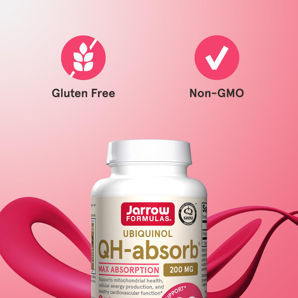 Jarrow Formulas QH-absorb 200 mg - High Absorption Co-Q10 - Active Antioxidant Form of Co-Q10 - Supports Mitochondrial Energy Production &Cardiovascular Health - Up to 60 Servings