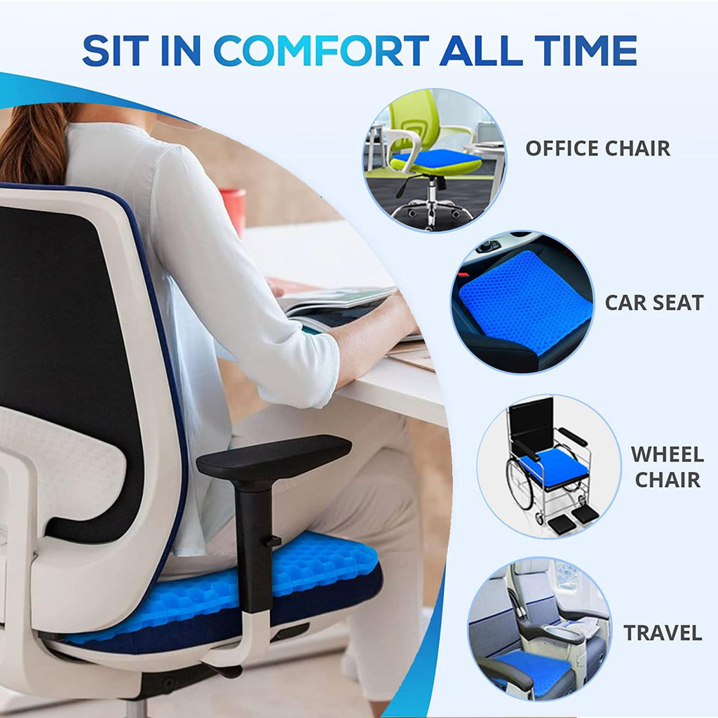 20" Gel Seat Cushion for Long Sitting Pressure Relief(Jumbo&Thick) - Wheelchair Cushion for Pressure Sores - Back, Sciatica & Tailbone Pain Relief Cushion- Non-Slip Butt Pillow for Office, Home, Car