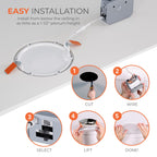 HALO HLB 6 in LED Recessed Lighting Canless Dimmable Wet Location Selectable Lumens and Selectable Color 27/30/35/40/5000K Indoor Outdoor Soffit Ceiling Downlight HLB6LSFS5
