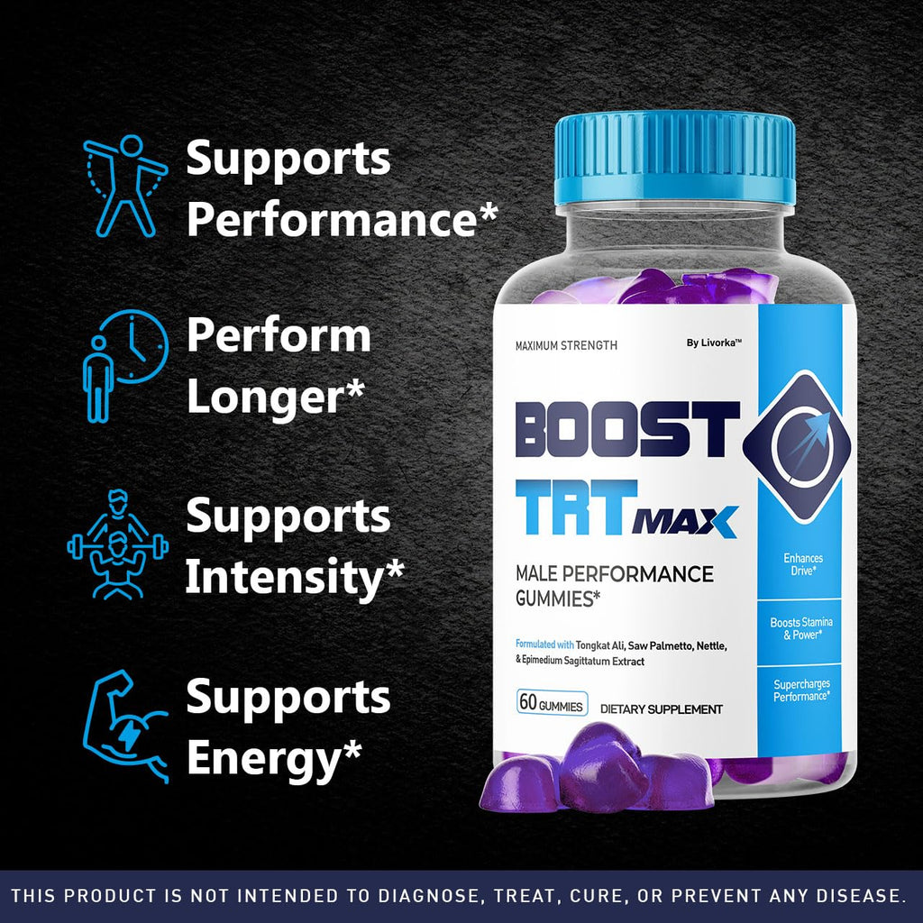 (2 Pack) Boost TRT Max - Official Boost TRT Max Gummies for Men Advanced Natural Formula, Male Gummies for Maximum Performance & Support for Overall Wellness, Booster TRT Max for 2 Months