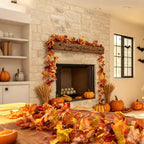 CQURE 5 Pack Fall Garland, 29.5Ft Artificial Autumn Maple Leaves Vines Thanksgiving Halloween Harvest Decor for Fireplace Mantle Table Indoor Outdoor