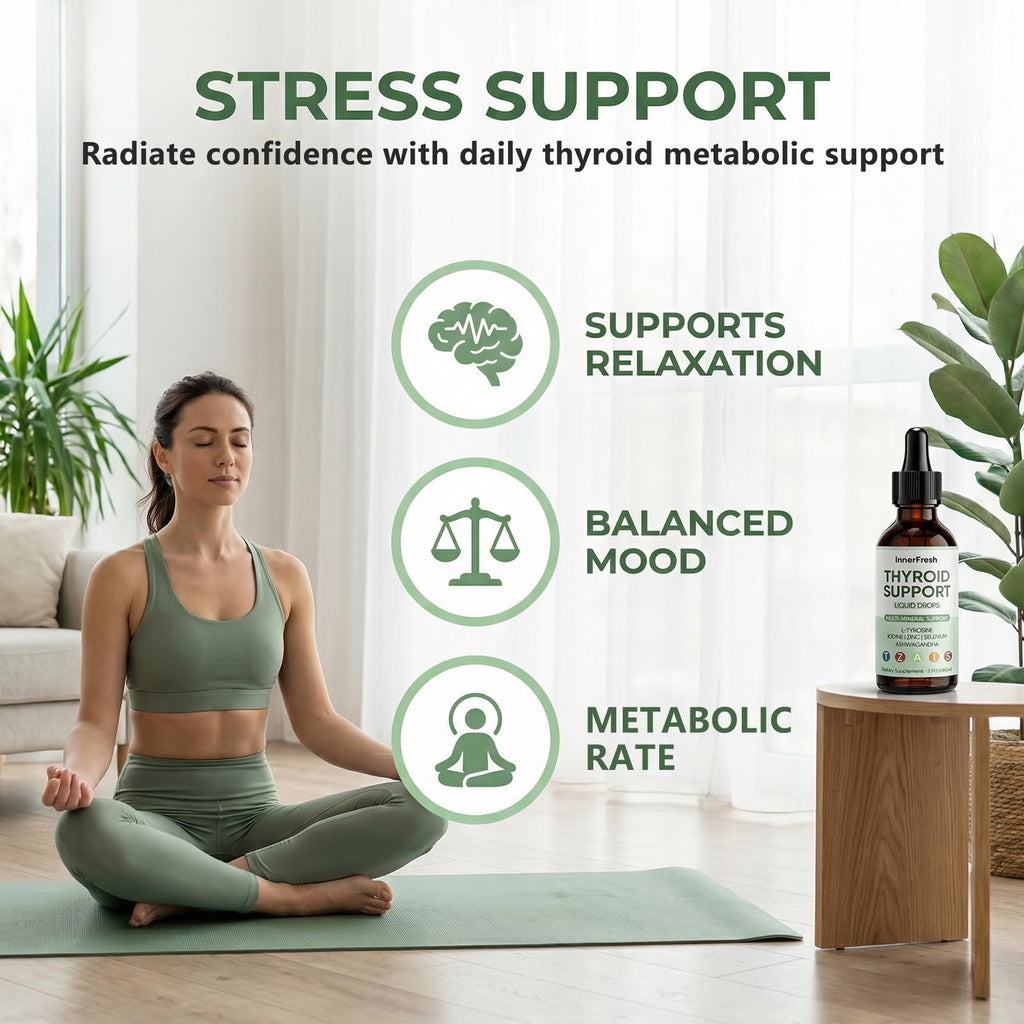 SCEZROB InnerFresh Thyroid Support Drops, Inner Fresh Thyroid Support Liquid Drops for Women, Hormone Balance & Healthy Metabolism Support, with Selenium, Zinc, Iodine, L-Tyrosine & Ashwagandha (1)