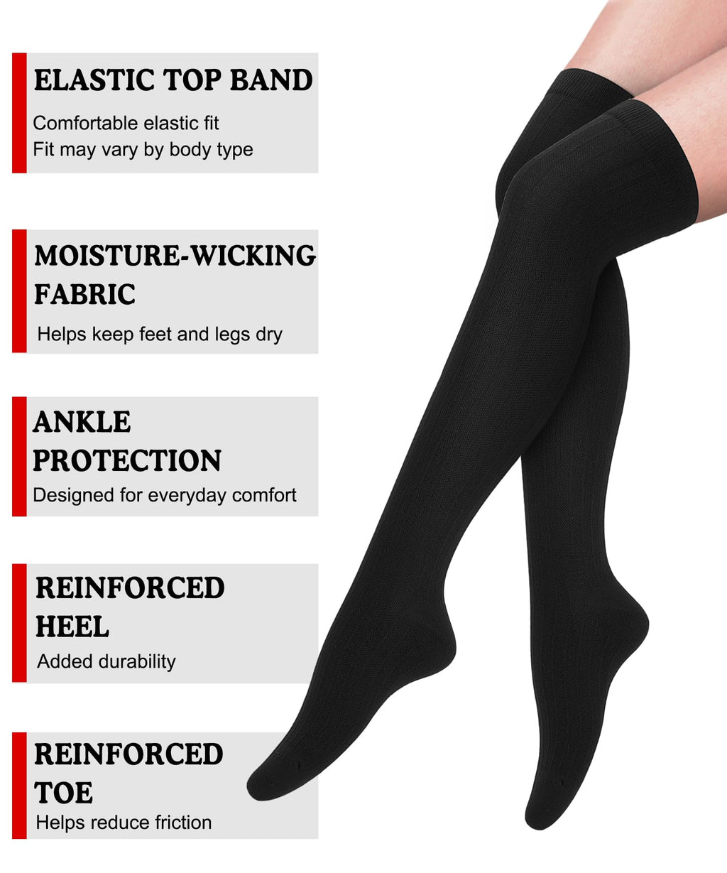 Aoliks Compression Socks for Women & Men, White Thigh High Support Socks for Nurses Fyling Pregnancy
