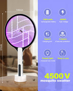 2PACK Electric Fly Swatter 4500V Bug Zapper Racket, 2 in 1 Handheld Fly Zapper & Purple Mosquito Killer Rechargeable and 3-Layer Safety for Indoor Home Office Backyard Patio Camping