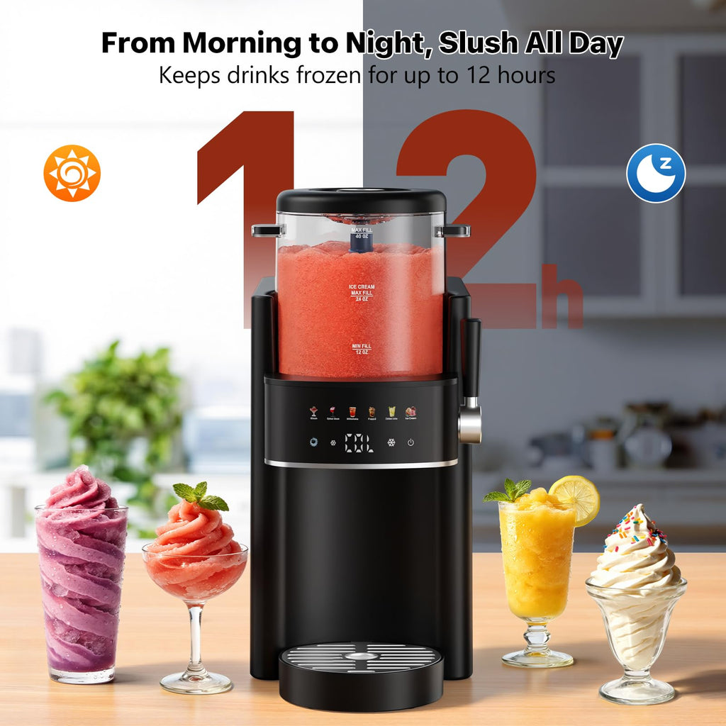 Ranvaira Slushie Machine for Home, Ice Cream Maker, 40OZ Capacity, Silver