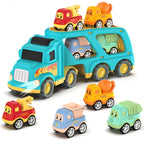 Veslier Toy Trucks for 2 3 4 5Years Old,Construction Transpor Trucks for Toddlers 2-4 Years with 4 Pull Back Cars for Toddlers 2-4,Christmas Birthday Gift for 18M+ 2 3 4 5 Years Old Kids Boys Girls.