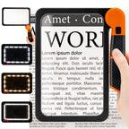 Large Magnifying Glass with Light, Full Page Magnifier 48LED Cold & Warm Light with 3 Modes, Folding Handheld Illuminated Lighted Magnifier for Seniors Low Vision Reading Inspection (Orange)