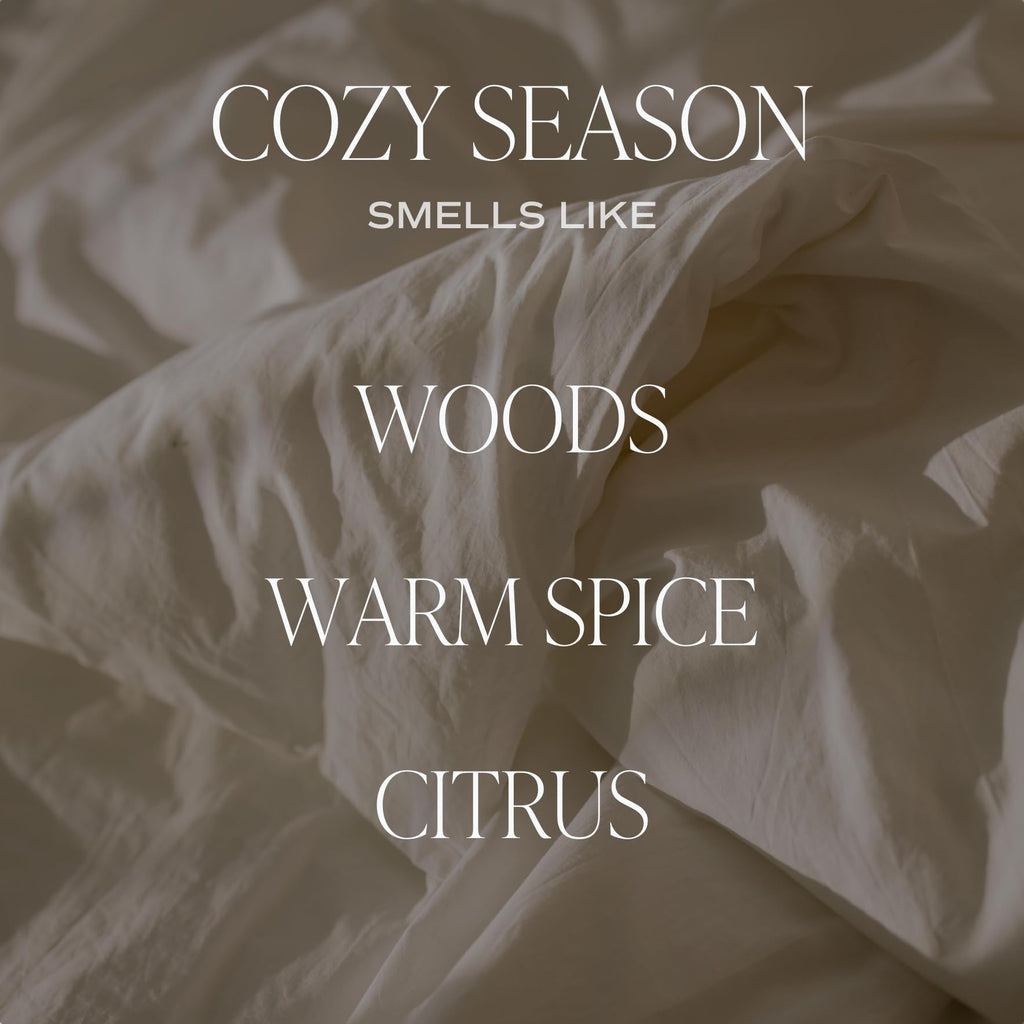 Sweet Water Decor Cozy Season Fall & Winter Candle, 9oz Amber Jar Black Lid