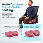 ComfiLife Extra Large Gel & Memory Foam Seat Cushion - Doctor Recommended Office Chair Cushion, Car Seat Cushion - Back & Sciatica Pain Relief - Wide Seat Cushion for Big & Tall (Pink)