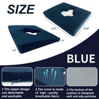 FoKon Gel Wheelchair Seat Cushion,Bed Sore Cushions for Butt,hemorrhoid Pillow,Sciatica,Back,Coccyx,Pressure Sore/Ulcer Pain Relief Butt Pillow,Ergonomic Chair Cushion, Anti-Slip&Washable Cover(Blue)