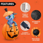 Joiedomi 5 FT Animated Pumpkin Inflatables, Outdoor Blow Up Cat On Pumpkin with LEDs for Yard, Outdoor Inflatable Halloween Decorations, Blow Up Halloween Decor for Outside