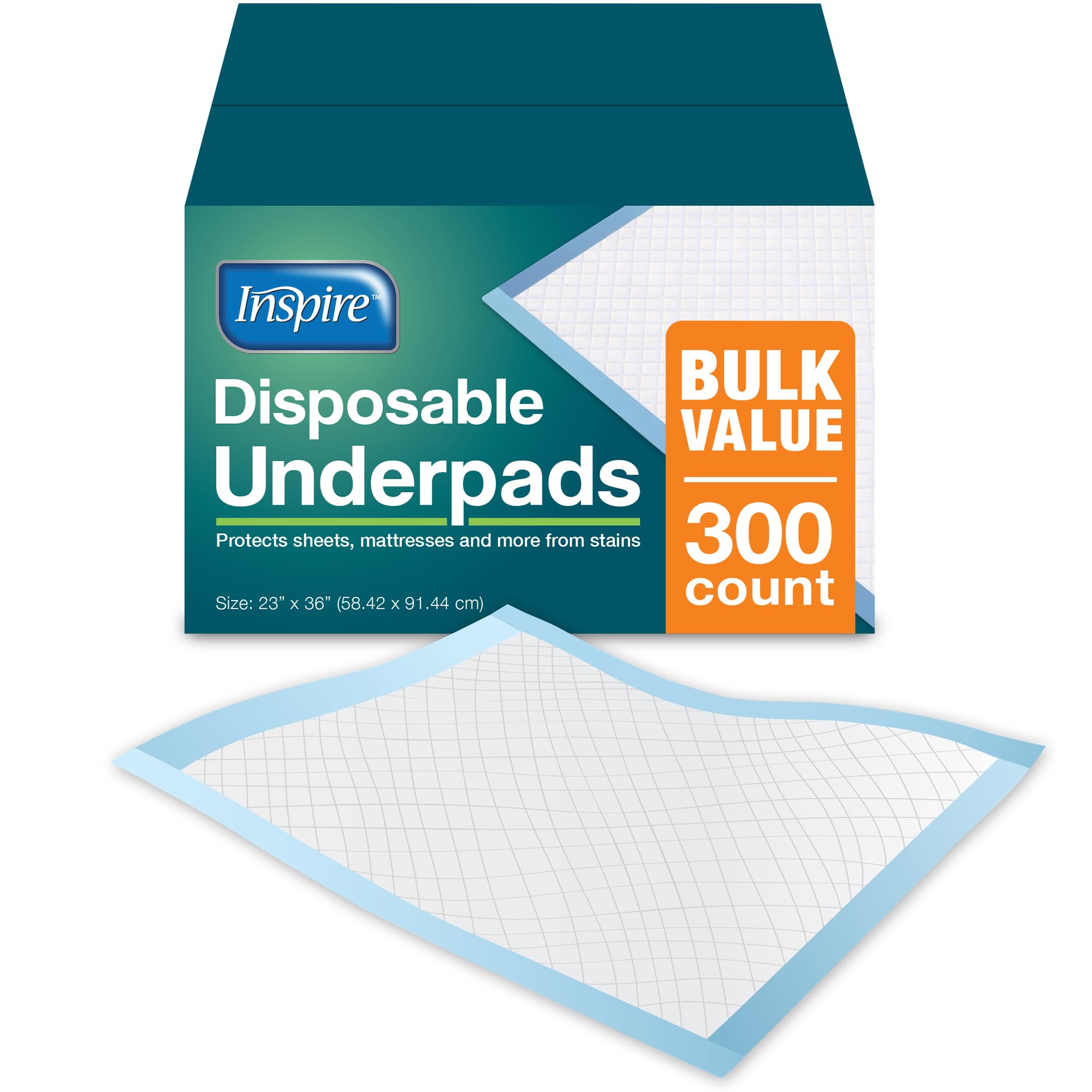 Inspire Disposable Chux Underpads, 23 x 36 Inches, (Pack of 300)