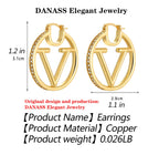 18K Gold Luxury Letter Earrings for Women and Sisters | Valentines, Birthday Gifts, Elegant Accessories for Any Occasion (V Letter Earrings 2 Pair)