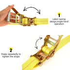 4 Pack 2 Inch Ratchet Straps Heavy Duty 20ft Tie Down Straps Ratchet with Double J Hook, 10000 LBS Break Strength, Cargo Ratchet Straps for Moving, Truck, Trailers, Motorcycles, Kayaks, Car Roof