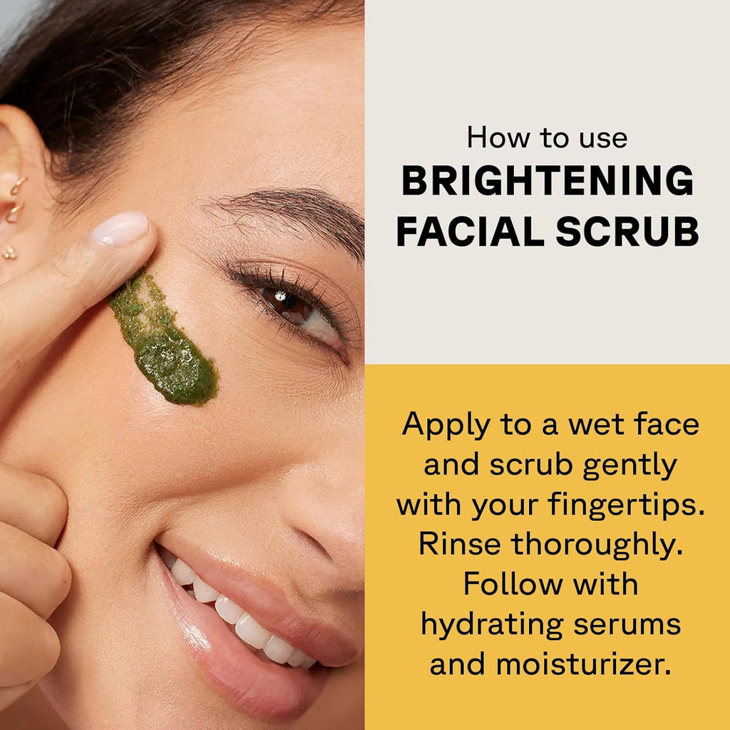 Acure Brightening Facial Scrub - Exfoliating Face Wash, Gentle Daily Scrubber & Exfoliator for Women & Men for Radiant Skin, Cleansing Wash with Sea Kelp & French Green Clay - 4 fl oz (2 Pack)