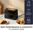 Elite Gourmet 2-Slice Cool-Touch Toaster, 1.25" Extra-Wide Slots, 6 Shades