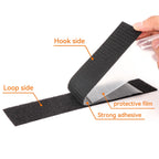 2x4 inch Strong Adhesive Hook and Loop Tape - Sticky-Backed Adhesive Fasteners, Suitable for Home Organization, Carpet Fixation, Sofa Cushion Fixation and DIY Crafts (Black, 2 in x 4 in, 10 Pairs)